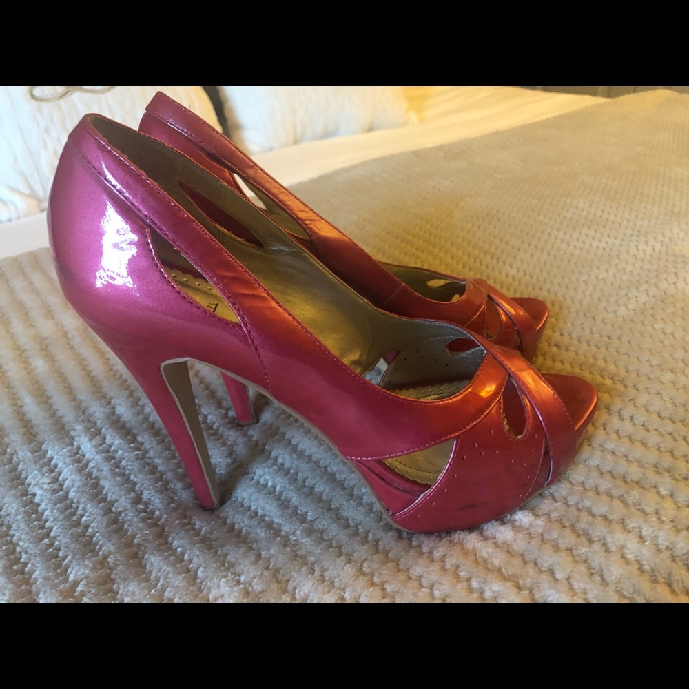 Pink leather heels